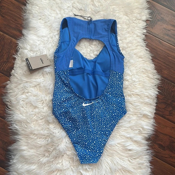Nike Women's Water Dots Keyhole Back One Piece Swimsuit Pacific Blue Size Small - Picture 7 of 14